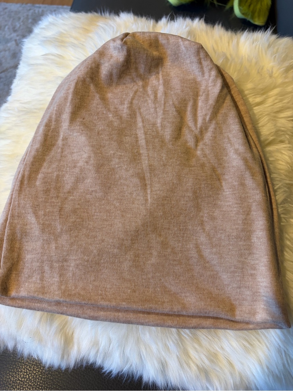 Women's Stretch Jersey Slouchy Beanie in Light Brown